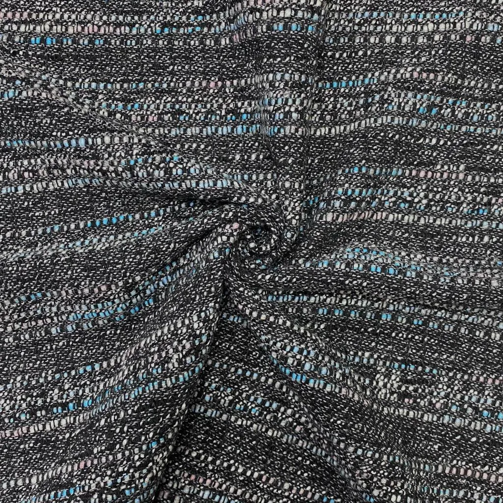 Blue and Grey Boucle Fabric