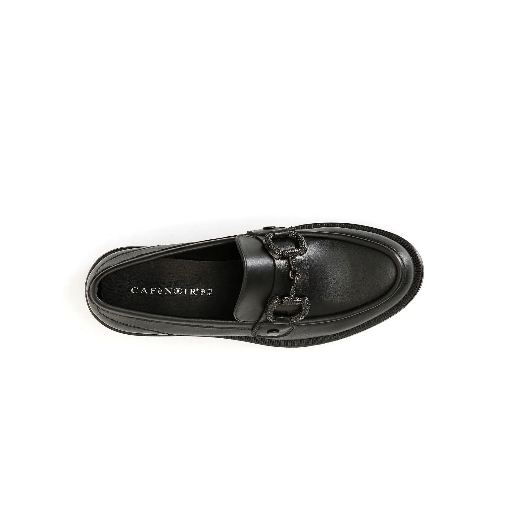 Cafènoir women's moccasin shoe with accessory on the band c1 EA9101 N001 black