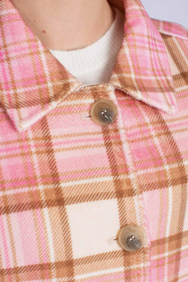 Camicia corta da donna Bonnibell con stampa tartan rosa