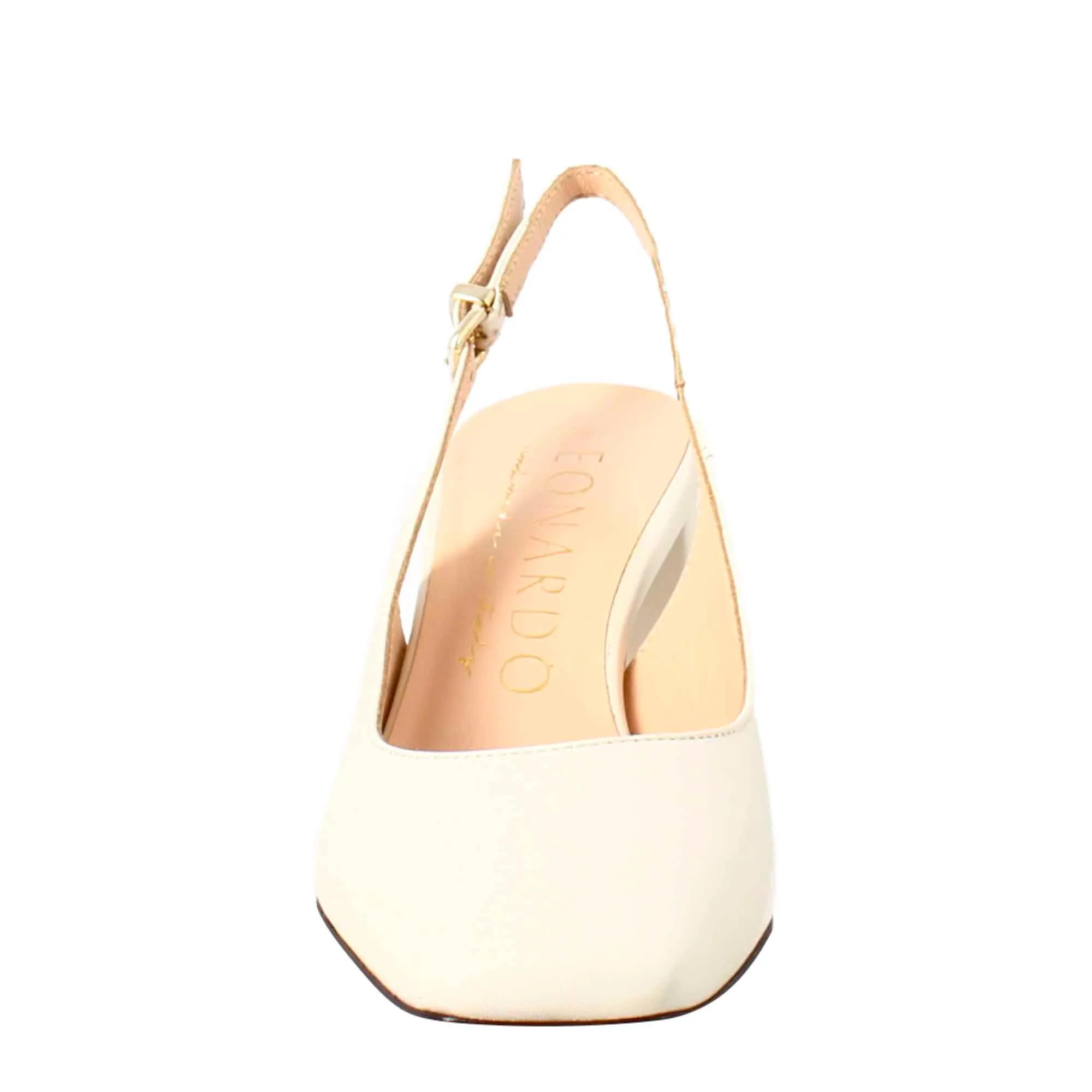 Décolleté slingback da donna in pelle colore crema a punta squadrata