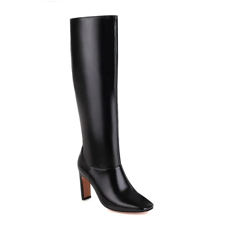 European And American Plus Size Boots Thick Heel Below The Knee