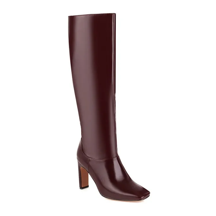 European And American Plus Size Boots Thick Heel Below The Knee