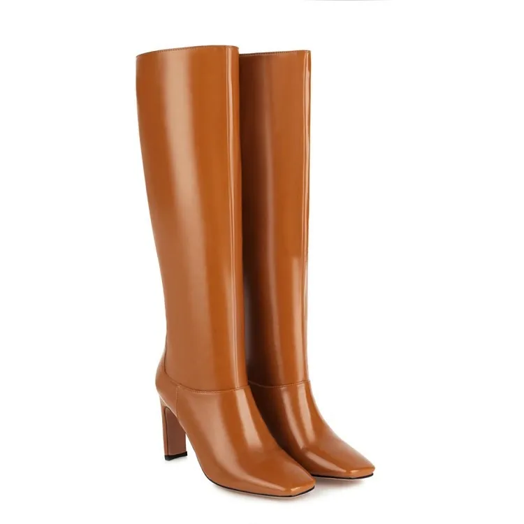 European And American Plus Size Boots Thick Heel Below The Knee