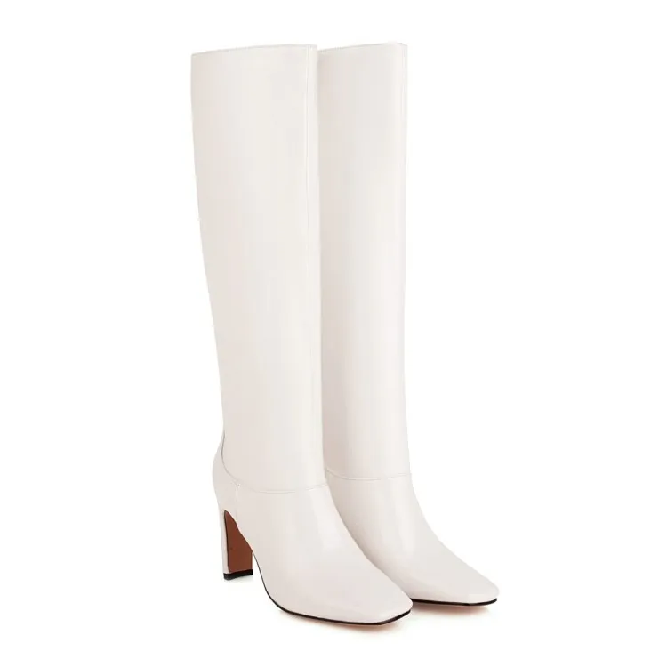 European And American Plus Size Boots Thick Heel Below The Knee