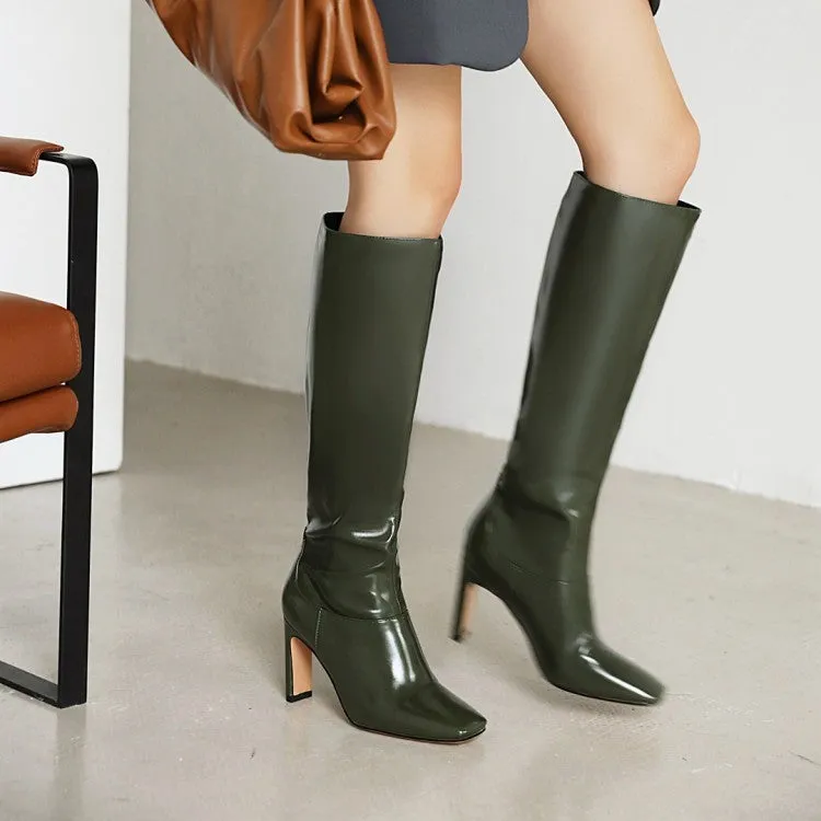 European And American Plus Size Boots Thick Heel Below The Knee