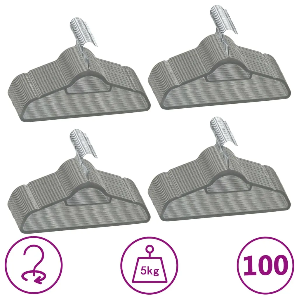 Set Appendiabiti 100 pz Antiscivolo Grigio in Velluto