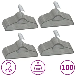 Set Appendiabiti 100 pz Antiscivolo Grigio in Velluto