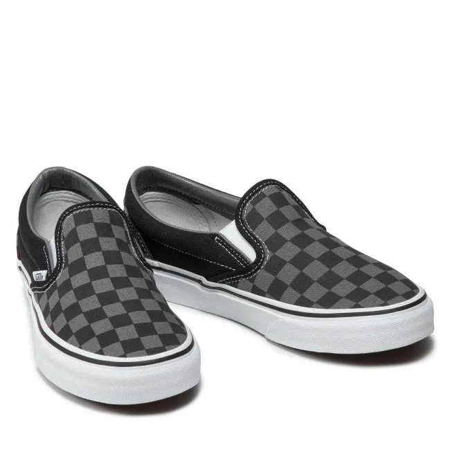 Vans Slip On Scacchi Nera Grigio Senza Lacci